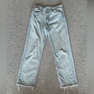 Agolde 90's Pinch Waist High Rise Straight Light Blue Wide Leg Jeans 27